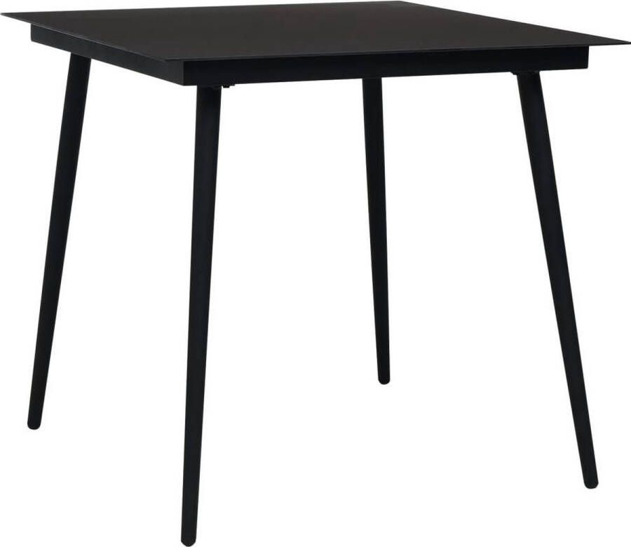 VidaXL -Tuintafel-80x80x74-cm-staal-en-glas-zwart