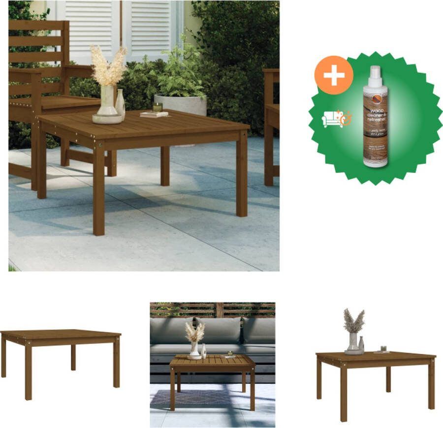 VidaXL Tuintafel 82 5x82 5x45 cm massief grenenhout honingbruin Tuinset Inclusief Houtreiniger en verfrisser