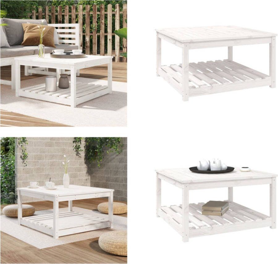 VidaXL Tuintafel 82-5x82-5x45 cm massief grenenhout wit Tuintafel Tuintafels Tuin Tafel Bijzettafel
