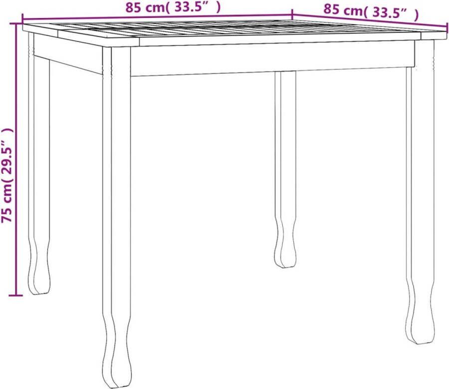 VidaXL Tuintafel 85x85x75 cm massief teakhout