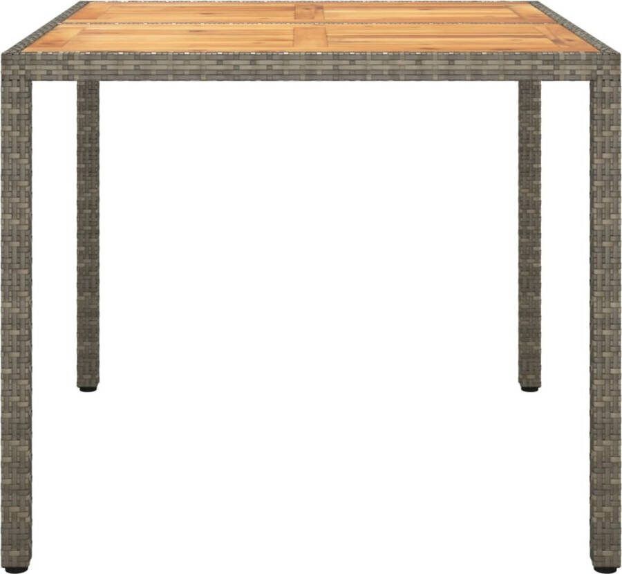 VidaXL Tuintafel 90x90x75 cm poly rattan en acaciahout grijs