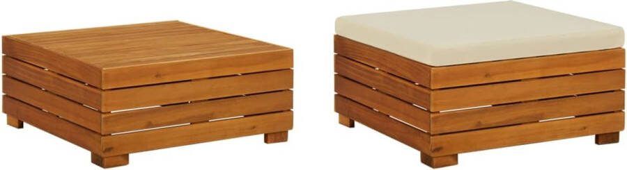 VidaXL -Tuintafel-en-voetensteun-met-kussen-massief-acaciahout