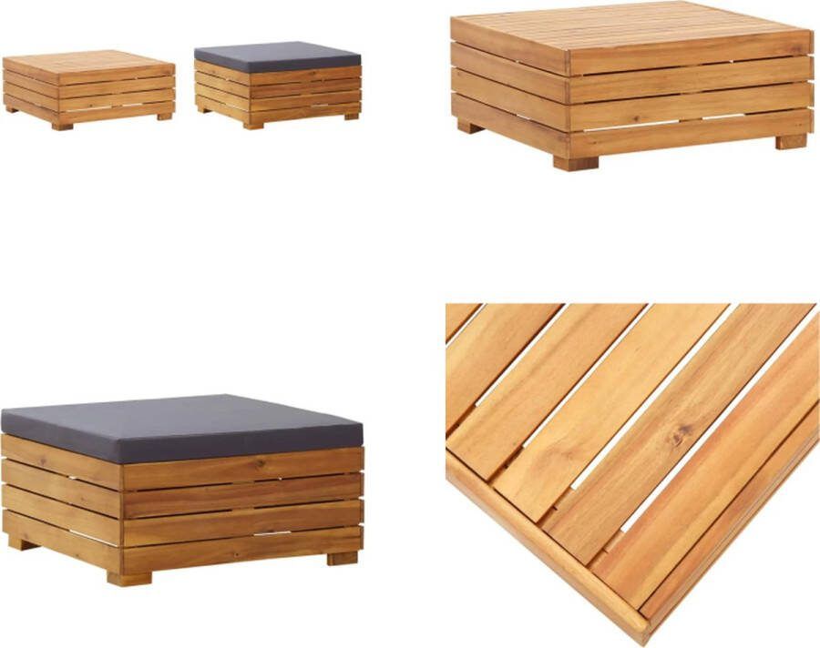 VidaXL Tuintafel en voetensteun met kussen massief acaciahout Tuintafel Tuintafels Houten Voetensteun Houten Voetsteunen