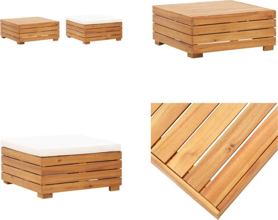 VidaXL Tuintafel en voetensteun met kussen massief acaciahout Tuintafel Tuintafels Houten Voetensteun Houten Voetsteunen