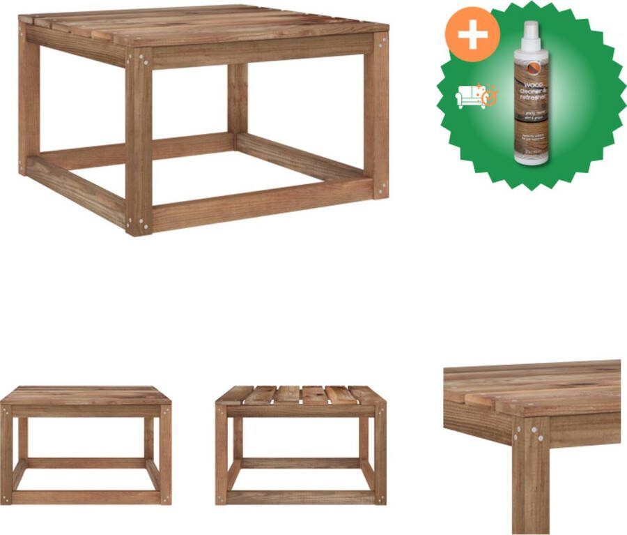 VidaXL tuintafel houten pallet 60x60x36.5cm bruin Tuinbank Inclusief Houtreiniger en verfrisser