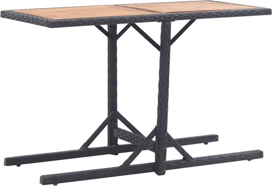 VidaXL -Tuintafel-massief-acaciahout-en-poly-rattan-zwart