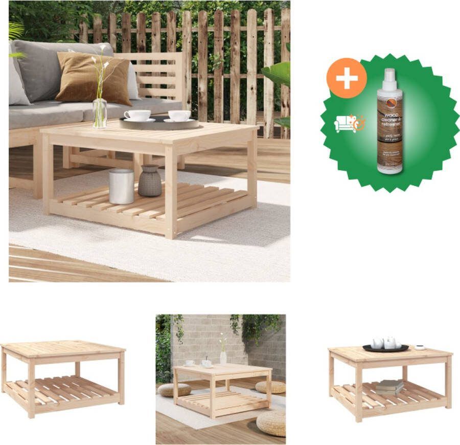 VidaXL Tuintafel Massief Grenenhout 82.5 x 82.5 x 45 cm Opbergruimte Tuinset Inclusief Houtreiniger en verfrisser