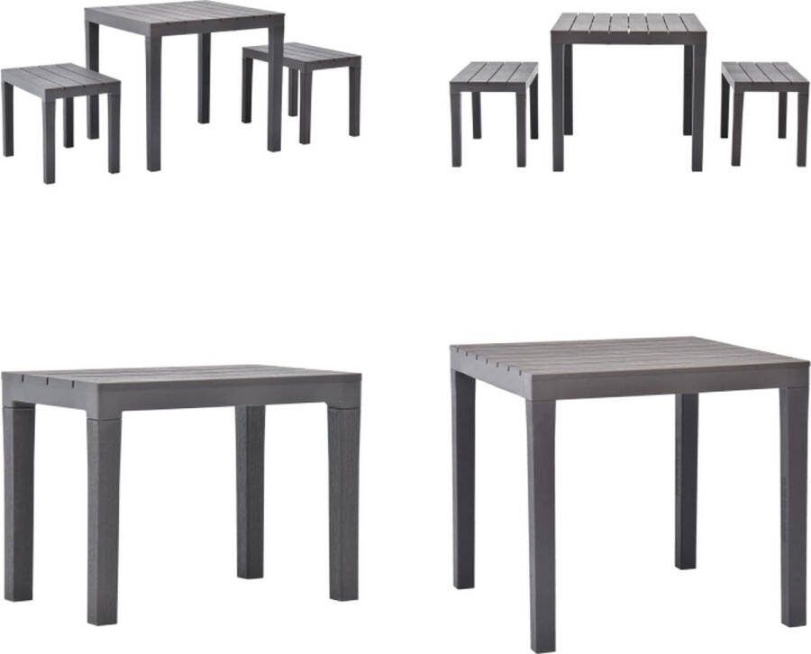 VidaXL Tuintafel met 2 banken kunststof bruin Tuinset Tuinsets Set Sets