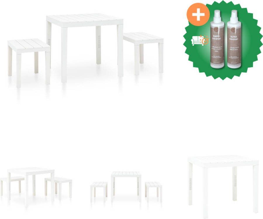 VidaXL Tuinset Kunststof Wit 78 x 78 x 72 cm Weerbestendig Tuinset Inclusief Onderhoudsset