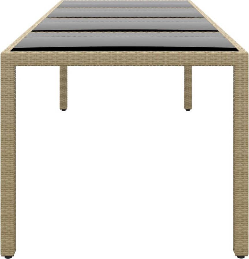 VidaXL Tuintafel met glazen blad poly rattan beige