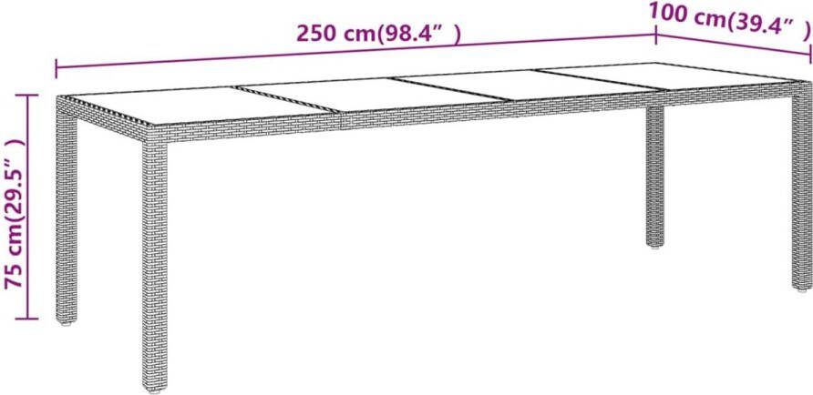 VidaXL Tuintafel met glazen blad poly rattan bruin