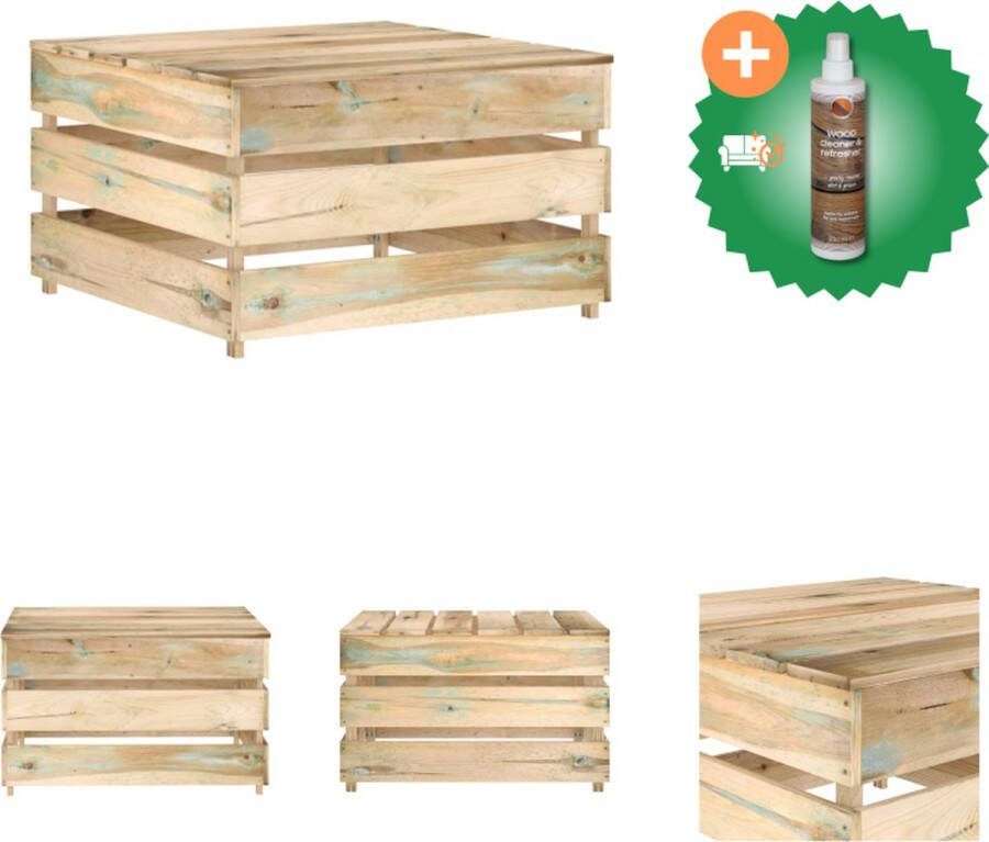 VidaXL Pallet Tuintafel 60x62x37 cm Grenenhout Groen+ Afdekhoes Montage vereist Tuinbank Inclusief Houtreiniger en verfrisser