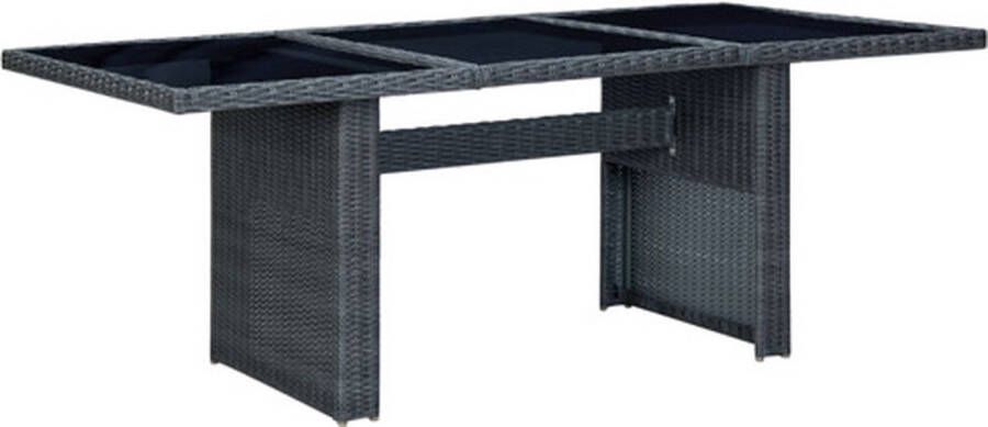 VidaXL Tuintafel poly rattan en gehard glas donkergrijs VDXL_313309