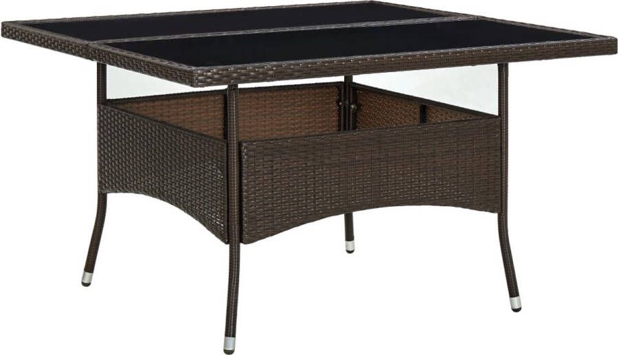 VidaXL Tuintafel poly rattan en glas bruin VDXL_310556