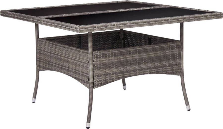 VidaXL Tuintafel poly rattan en glas grijs VDXL_46190