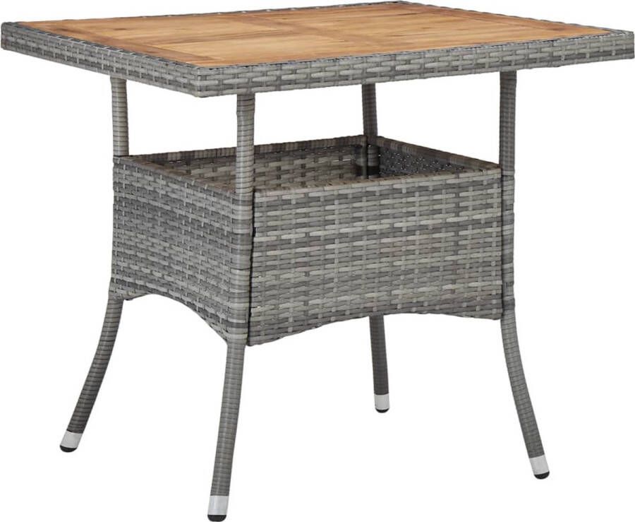 VidaXL Tuintafel poly rattan en massief acaciahout grijs VDXL_46172