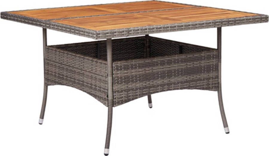 VidaXL -Tuintafel-poly-rattan-en-massief-acaciahout-grijs