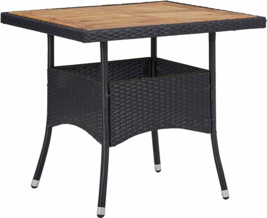 VidaXL Tuintafel poly rattan en massief acaciahout zwart VDXL_46171