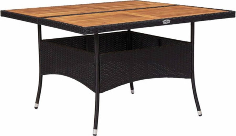 VidaXL -Tuintafel-poly-rattan-en-massief-acaciahout-zwart