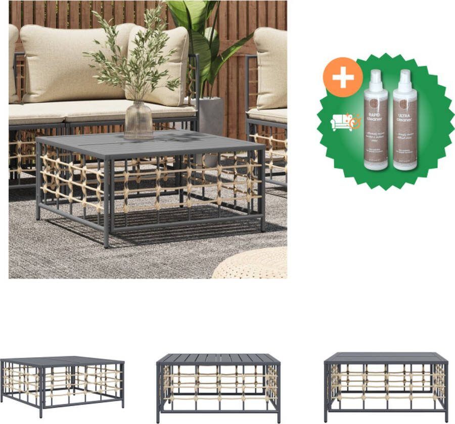 VidaXL Tuintafel Salontafel 70 x 70 x 34 cm Antraciet Weerbestendig PE-rattan en gepoedercoat staal Modulair ontwerp Tuinbank Inclusief Onderhoudsset