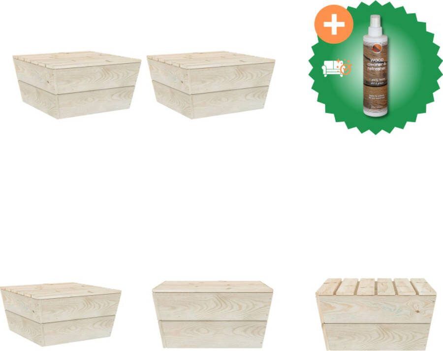 VidaXL Tuintafels 2 st 60x60x30 cm geïmpregneerd vurenhout Tuinbank Inclusief Houtreiniger en verfrisser