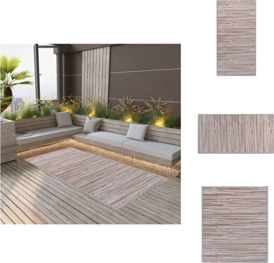 VidaXL Tuintapijt Bruin PP 190x290 cm Dubbellaags jacquard Buitenkeuken