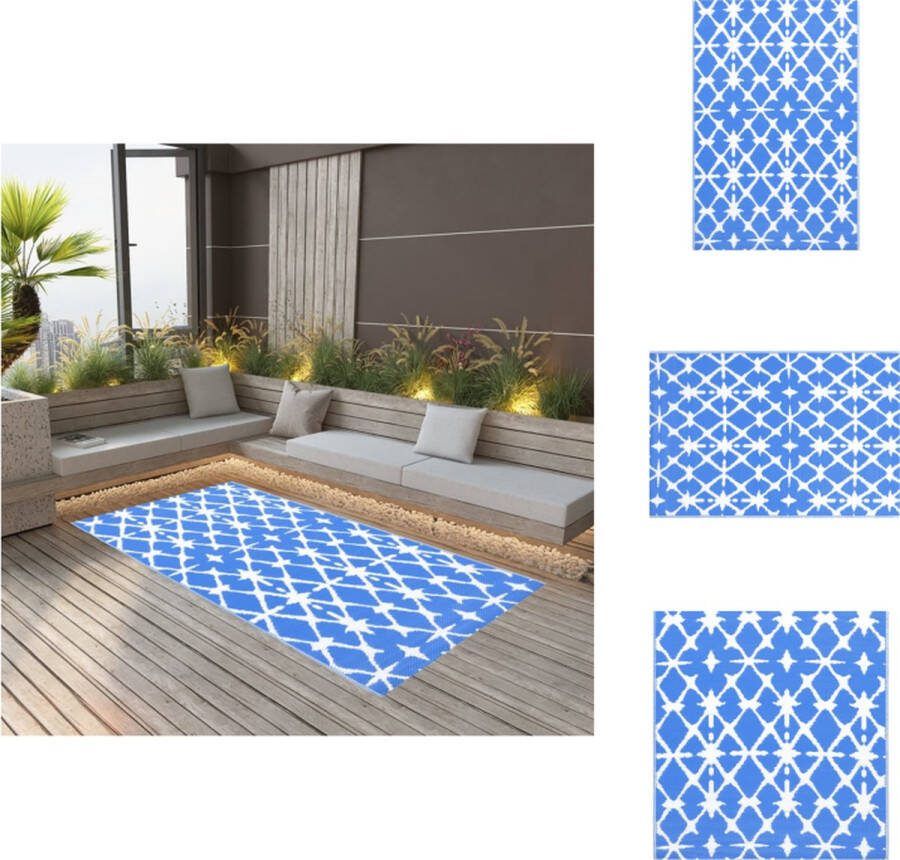 VidaXL Tuintapijt Decoratief 120 x 180 cm Blauw en wit PP materiaal Buitenkeuken