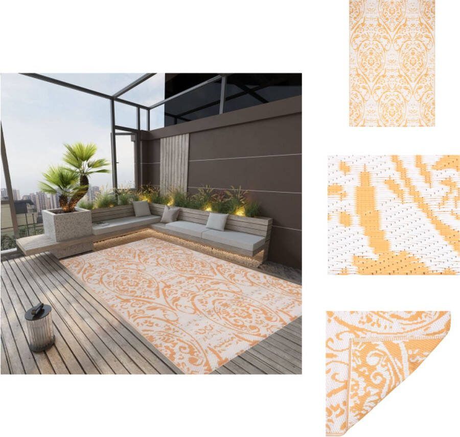 VidaXL Tuintapijt Dubbellaagse Jacquard 140 x 200 cm Geel PP Buitenkeuken
