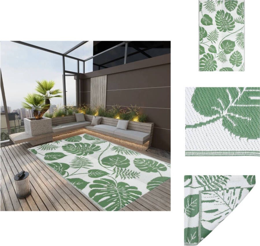 VidaXL Tuintapijt Dubbellaagse Jacquard 190 x 290 cm Groen PP-materiaal Buitenkeuken