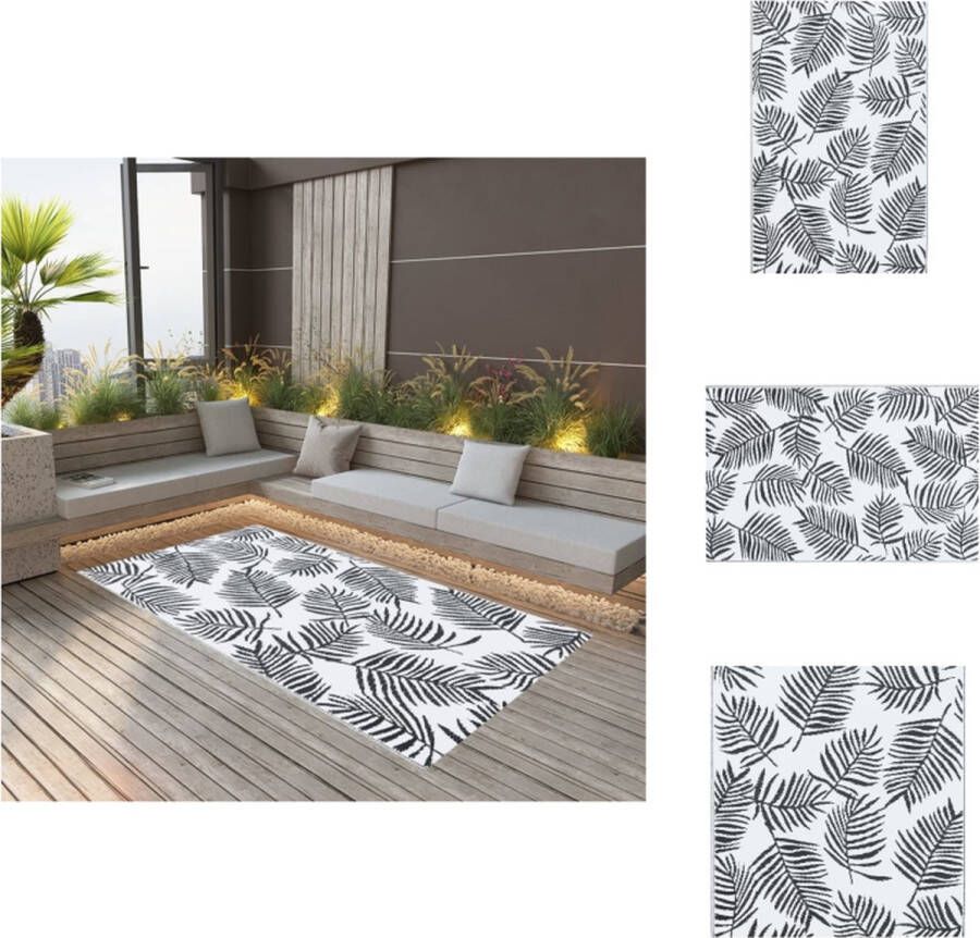 VidaXL Tuintapijt Dubbellaagse Jacquard Wit Zwart 190x290cm Buitenkeuken