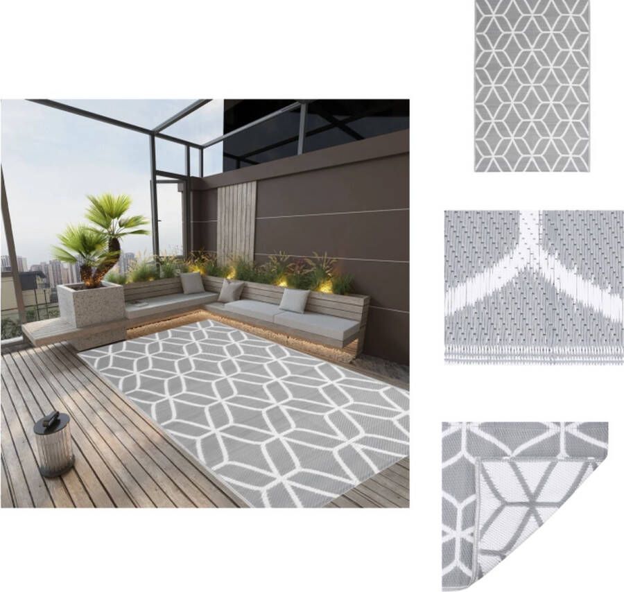 VidaXL Tuintapijt Grijs 140 x 200 cm Dubbellaagse jacquard Buitenkeuken