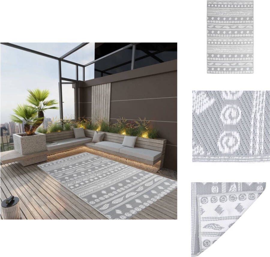 VidaXL Tuintapijt Grijs 160 x 230 cm PP-materiaal Dubbellaagse jacquard Buitenkeuken