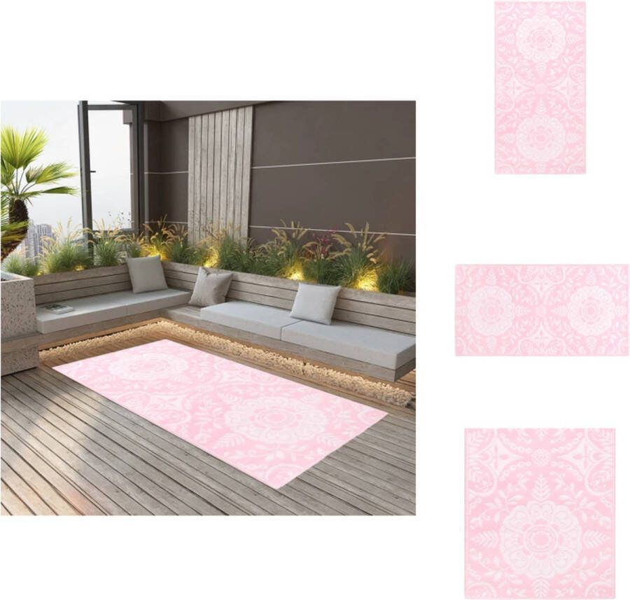 VidaXL Tuintapijt Jacqaurd Patroon Roze 80x150 cm PP Buitenkeuken