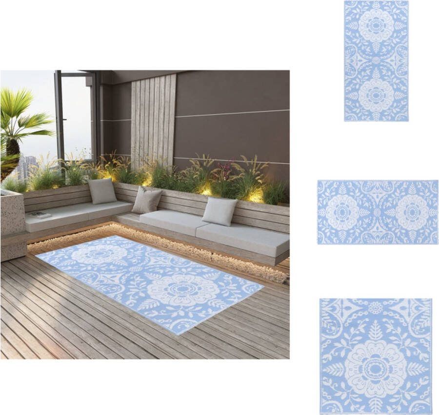 VidaXL Tuintapijt PP-materiaal 160 x 230 cm babyblauw jacquard Buitenkeuken