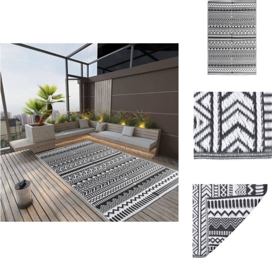 VidaXL Tuintapijt Zwart 190 x 290 cm PP-materiaal Dubbellaags jacquard Buitenkeuken