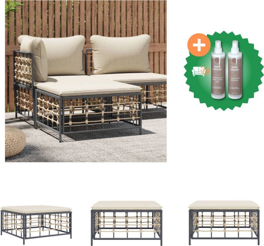 VidaXL Tuinvoetenbank Antraciet 70 x 70 x 34 cm Weerbestendig Stevig frame Comfortabele zitervaring Modulair ontwerp Montage vereist 110 kg draagvermogen Inclusief zitkussen Tuinbank Inclusief Onderhoudsset