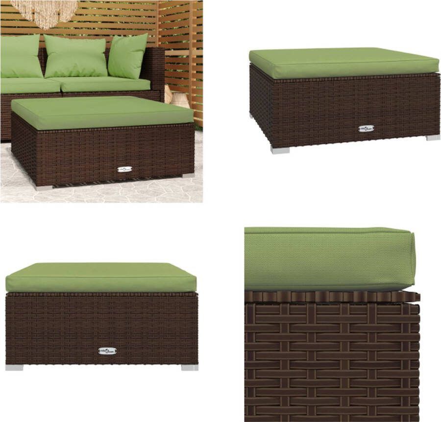 VidaXL Tuinvoetenbank met kussen 70x70x30 cm poly rattan bruin Tuinvoetenbank Tuinvoetenbanken Voetensteun Voetenbank