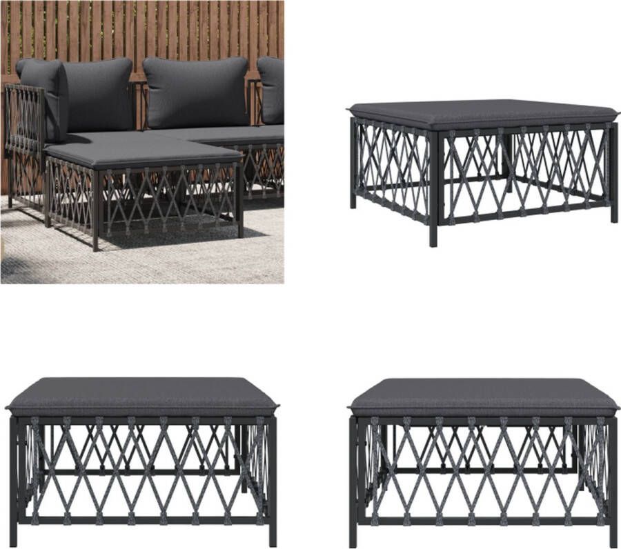 VidaXL Tuinvoetenbank met kussen geweven stof antracietkleurig Tuinvoetenbank Tuinvoetenbanken Voetenbank Poef