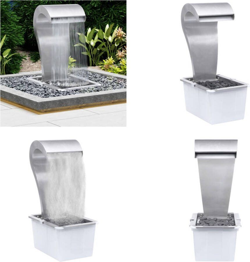 VidaXL Tuinwaterval 52-4x34-2x82 cm roestvrij staal zilverkleurig Tuinfontein Tuinfonteinen Buitenfontein Buitenfonteinen