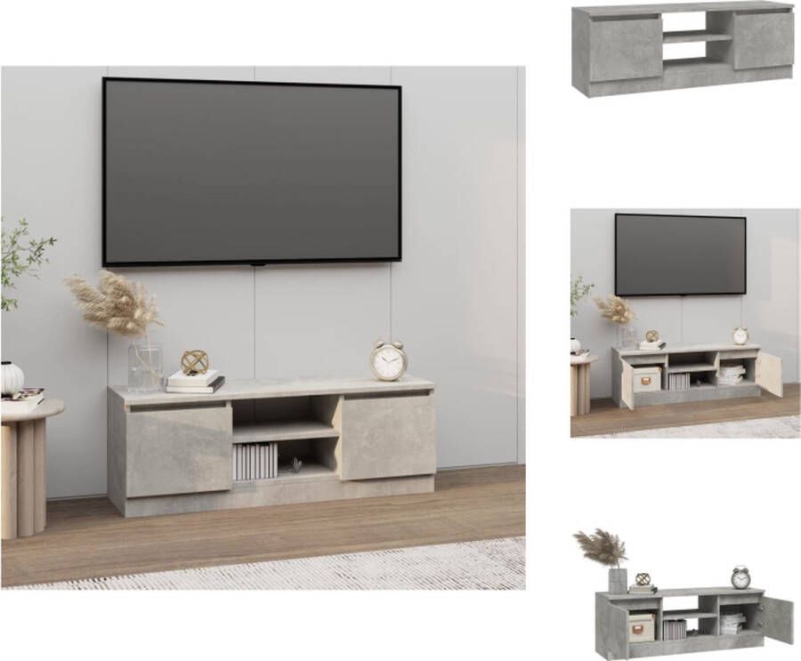 VidaXL TV-kast Betongrijs 102x30x36 cm Klassiek ontwerp met deur Kast