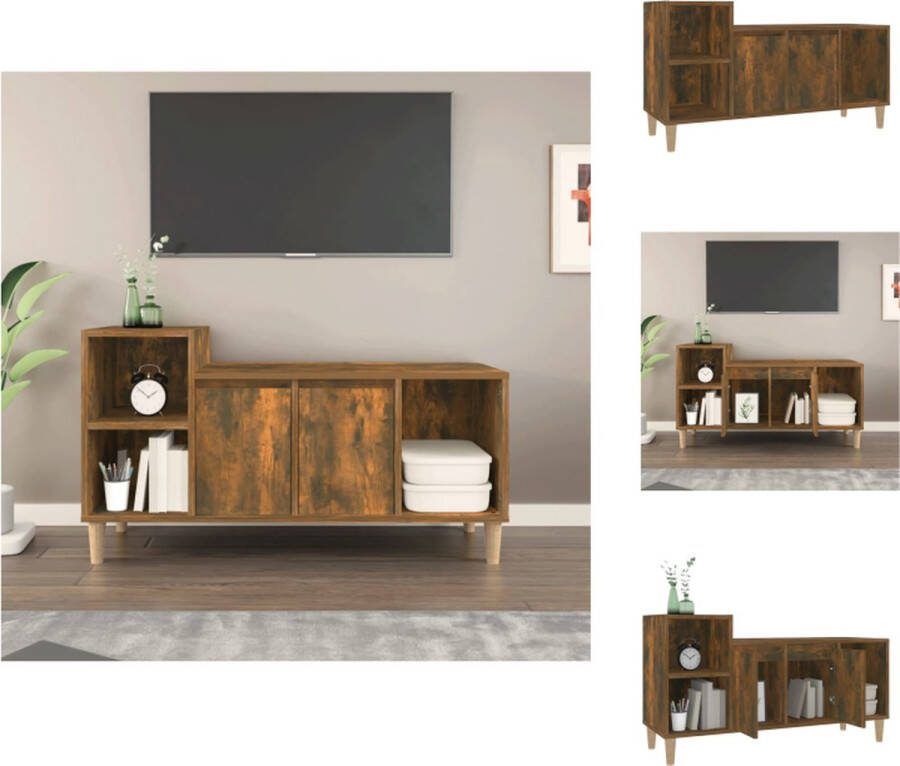 VidaXL TV-kast Gerookt eiken 100 x 35 x 55 cm Opbergruimte Kast