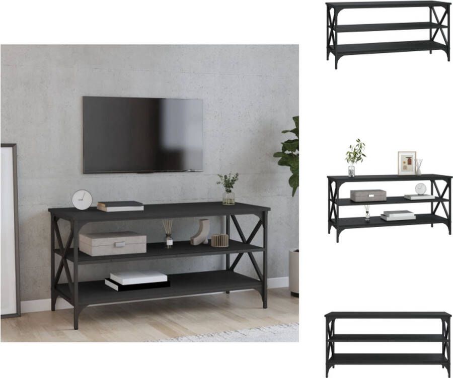 VidaXL TV-kast Industrieel 100x40x50 cm Zwart Tafel