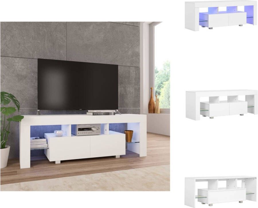 VidaXL TV-kast wit 130 x 35 x 45 cm LED-verlichting Kast