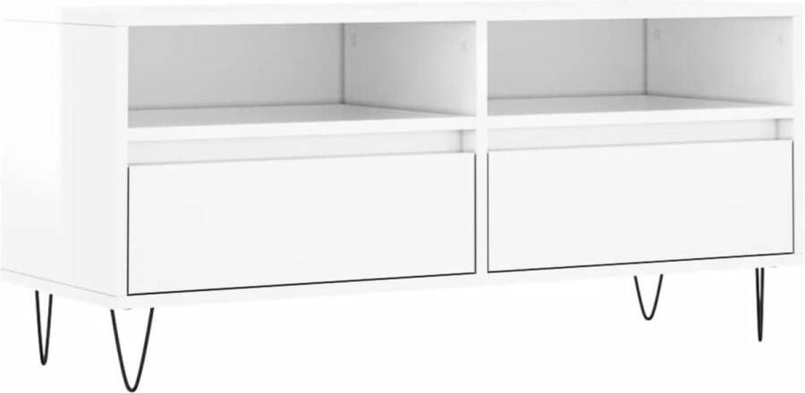 VidaXL -Tv-meubel-100x34 5x44 5-cm-bewerkt-hout-hoogglans-wit