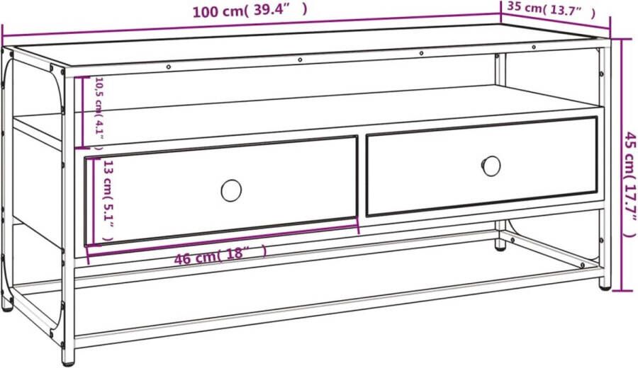 VidaXL -Tv-meubel-100x35x45-cm-bewerkt-hout-bruineikenkleurig