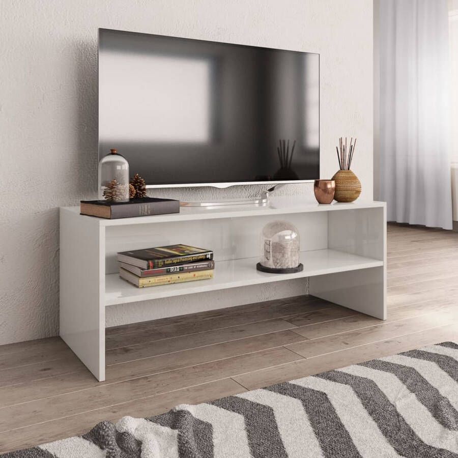 VidaXL Tv meubel 100x40x40 cm spaanplaat hoogglans wit