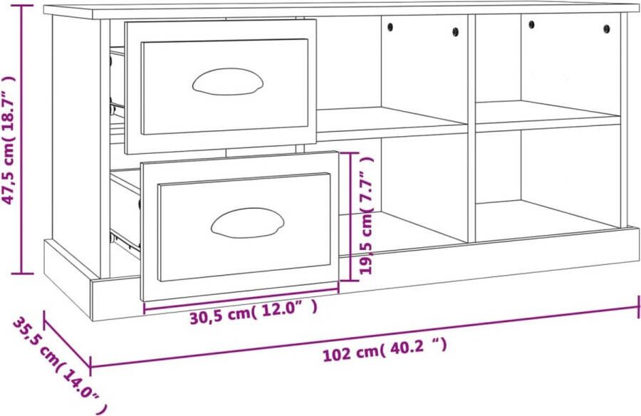 VidaXL -Tv-meubel-102x35 5x47 5-cm-bewerkt-hout-betongrijs