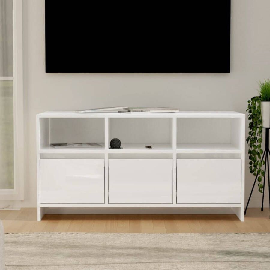 VidaXL Tv meubel 102x37 5x52 5 cm spaanplaat hoogglans wit