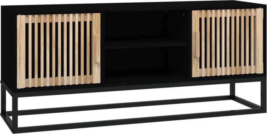 VidaXL -Tv-meubel-105x30x45-cm-bewerkt-hout-en-ijzer-zwart