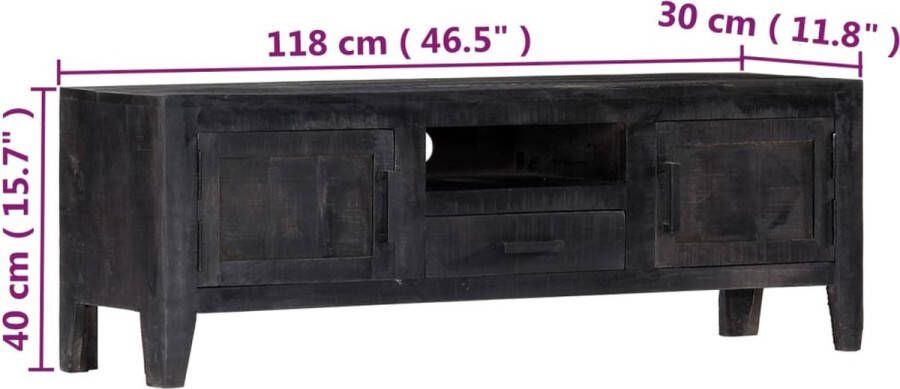 VidaXL Tv-meubel 118x30x40 cm massief mangohout zwart VDXL_247985